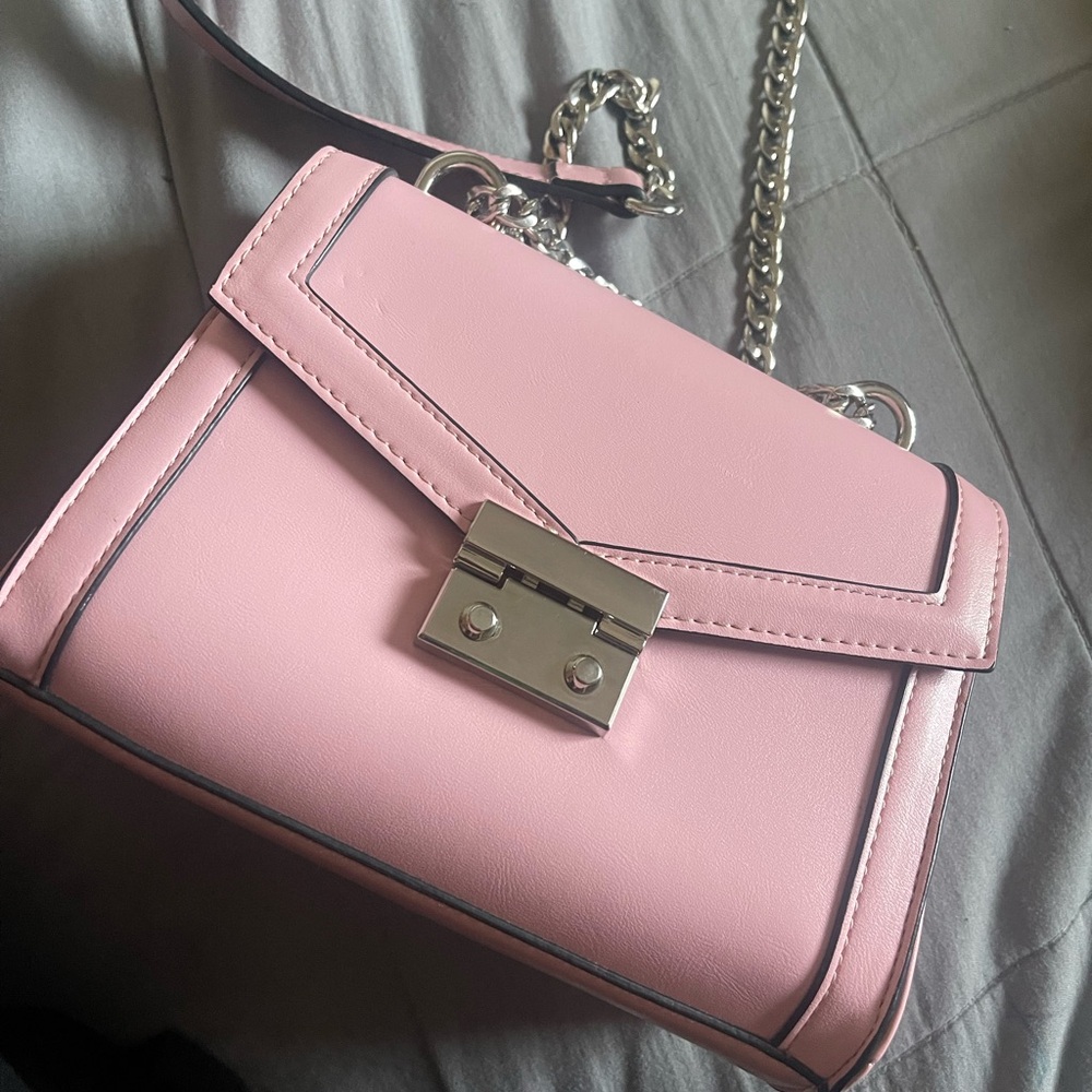 Forever 21 pink crossbody bag with silver hardware